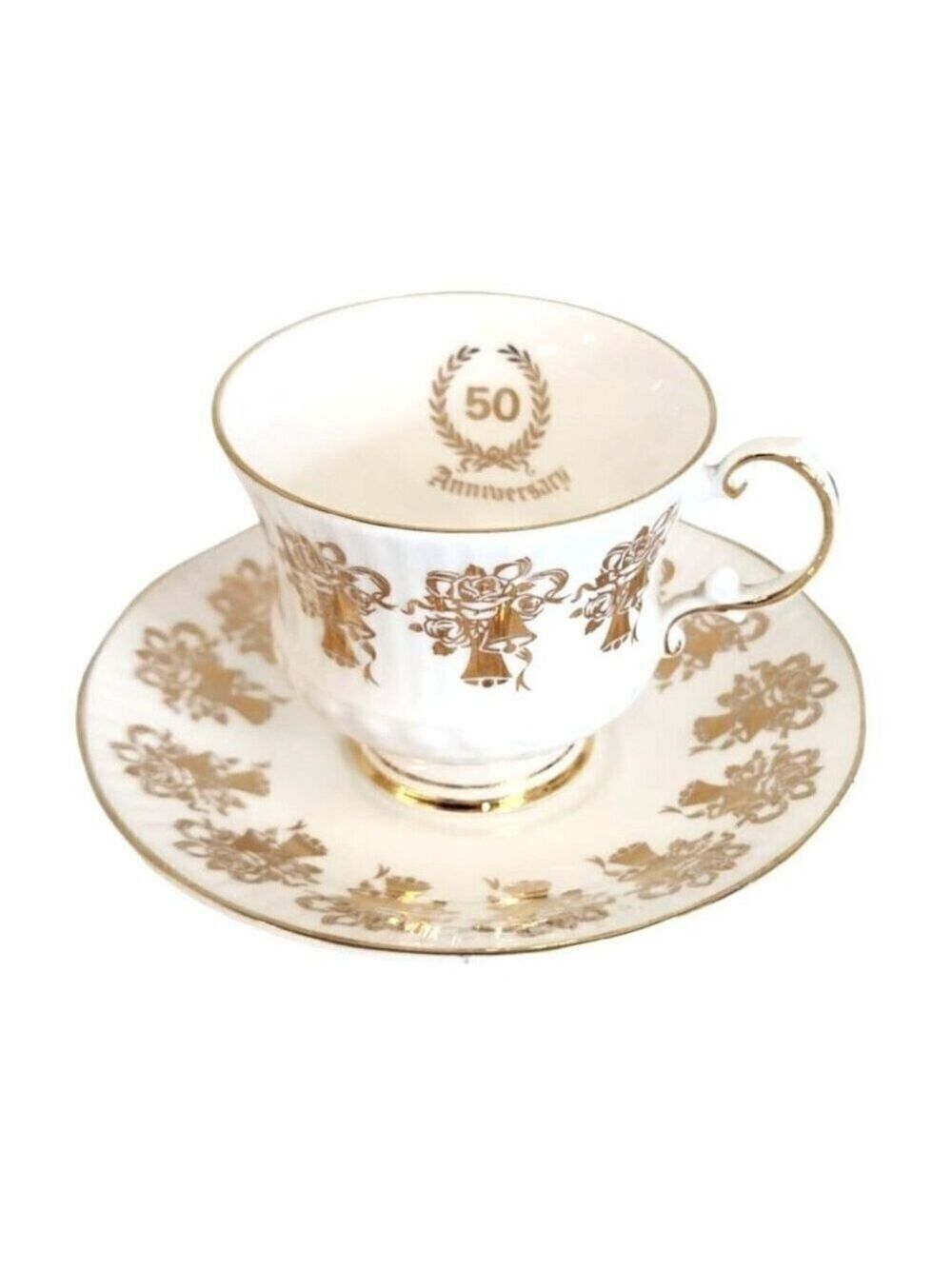 Elizabethan Staffordshire Hand Decorated 50th Anniversary Fine Bone China Tea Cu